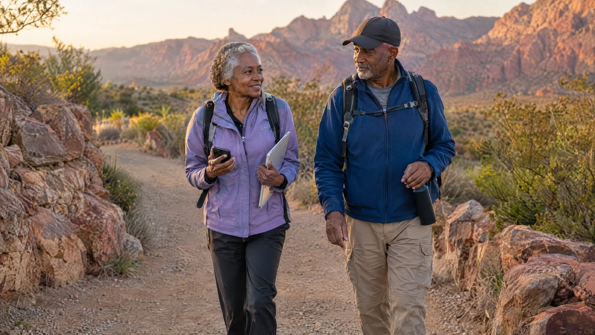 A couple walks together while discussing final repayment plan and discharge requirements.