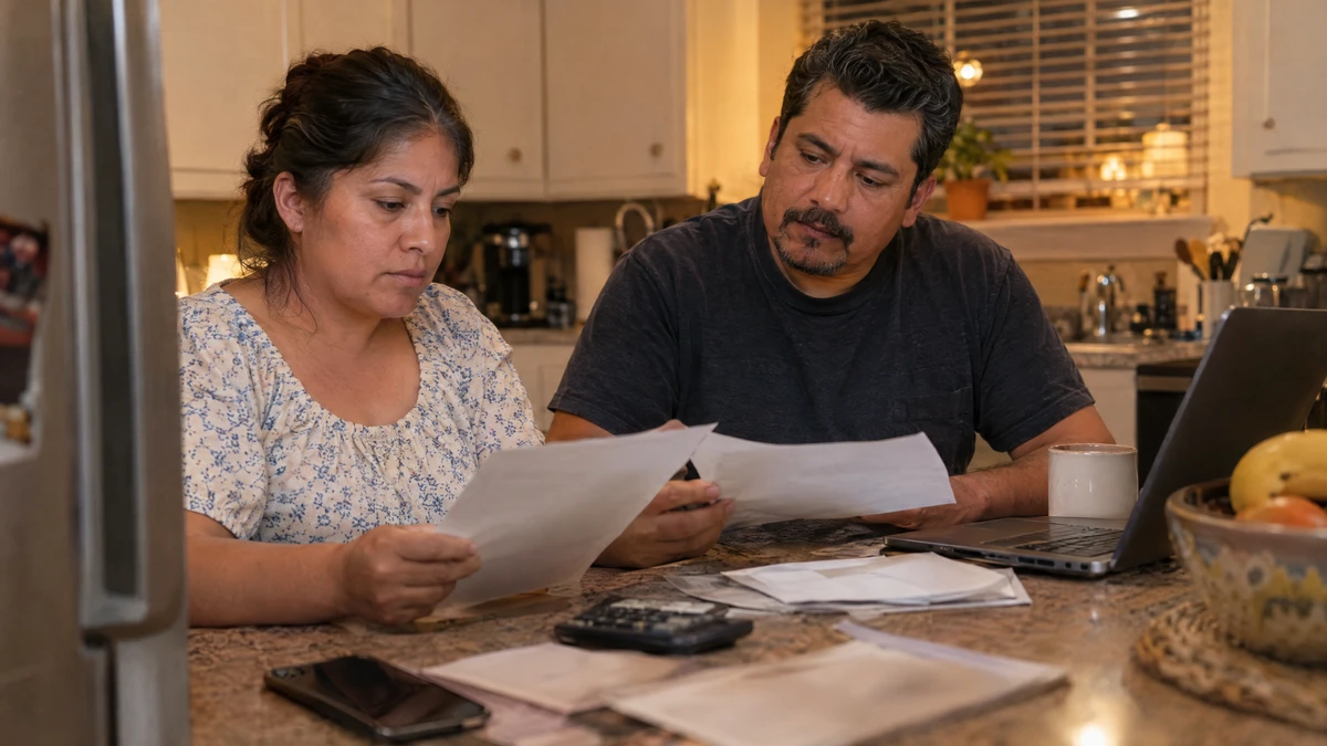A couple compares unsecured debt records with a remaining repayment plan balance.