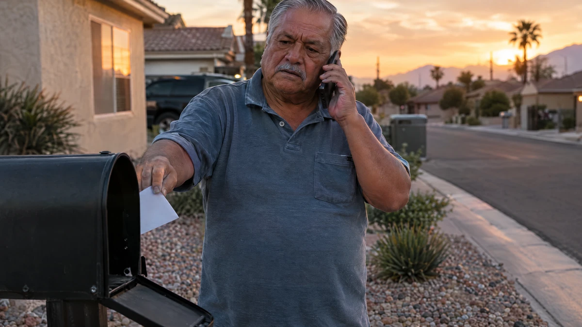 A homeowner calls beside his mailbox about mortgage arrears and a proposed sale.